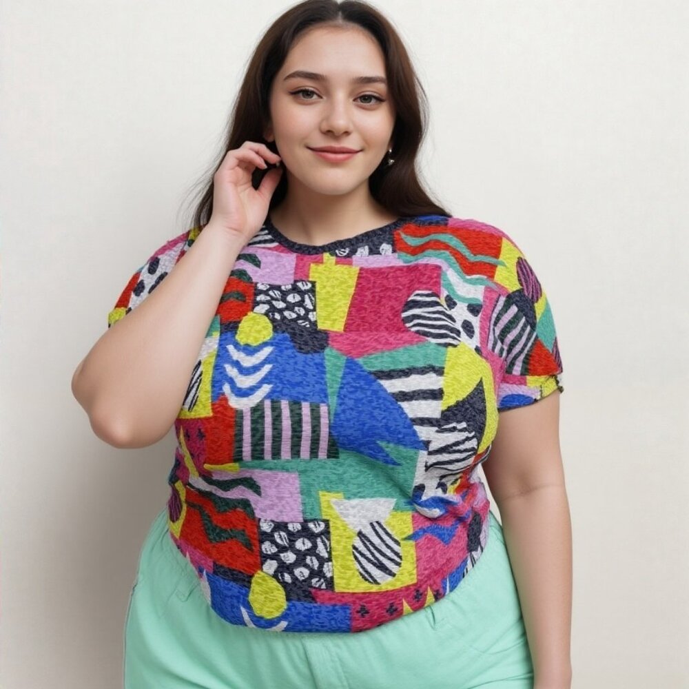 Avenue Multicolor Abstract Pattern Women's Top Sz 22/24 3X
